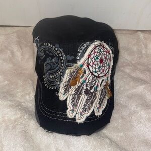 KBETHOS Black Dreamcatcher w/ Feathers Women's Baseball Hat Adjustable Strap NWT